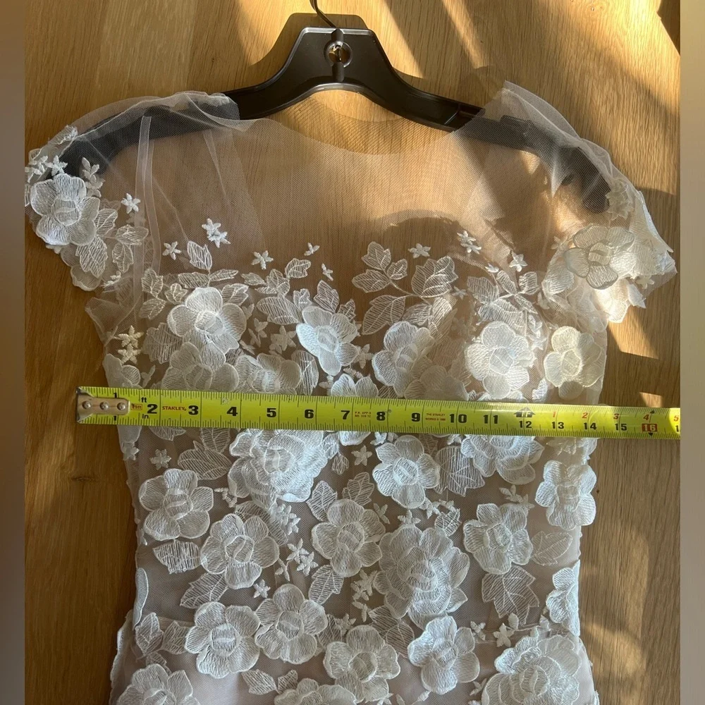 Mira Zwillinger wedding gown Floral Appliqué Illusion Off-Shoulder Gown